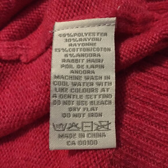 Malibu Pink Soft Angora Wool Blend Knit V-Neck Sweater - Picture 11 of 16